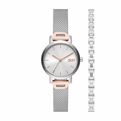 Recopilación de Dkny Reloj para comprar online. 42 Reloj y pulsera DKNY, Modelo: NY6684SET Soho de acero inoxidable en color oro rosa y plateado para mujer