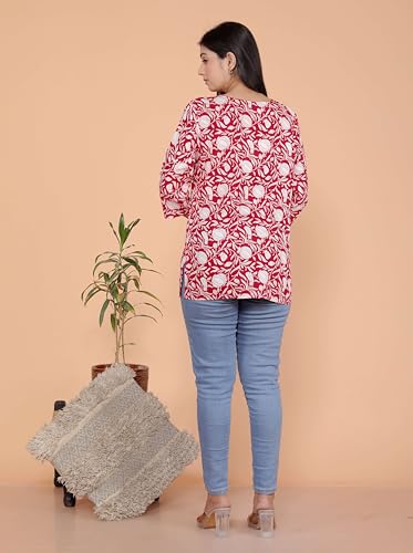 Image of Malikcraft Women's Rayon Printed Short Kurti Stylish Kurta for Women Trendy Short Kurta for Daily & Office Wear PR1