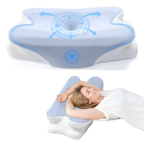 BBWELL Almohada Cervical de Espuma Viscoelastica,Almohada Ortopédica Ergonómica,Almohada Antironquidos para Dormir de Lado y Boca Arriba Alivia Dolor de Cuello y Espalda