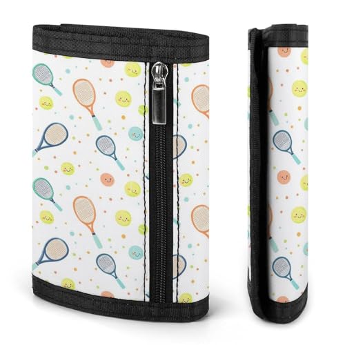 Cute Tennis Racket Print Wallet for Men, 8 Credit Card Holder Slim Minimalist Front Pocket Small Mens Bifold Wallets2