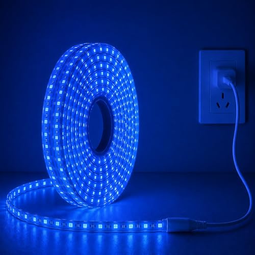 Image of MoonlitDreams Blue LED Rope Light 3M for Home Decoration | Waterproof Flexible Strip Tube for Ceiling Cove Lighting, Wall Decor, Indoor Outdoor Use, Festive & Diwali Lights