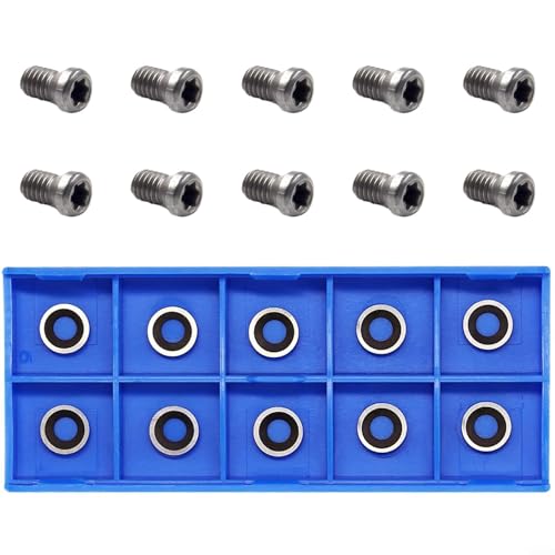 10Pcs Ci5 Round Carbide Inserts 8.9mm for DIY Wood Lathe Turning Tool, Indexable Replacement Cutters with Screws,High Strength Finishing Hollow Tool