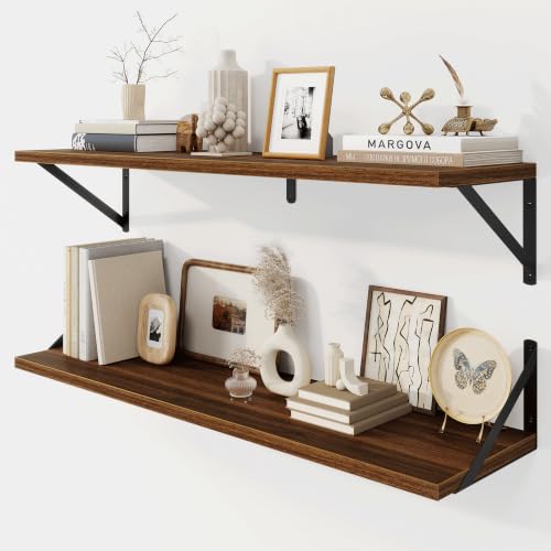 Fun Memories Schweberegale, 90 x 20 cm, 2er Set Wandregal mit Metallhalterungen, dekoratives Wandregal für Wohnzimmer, Schlafzimmer… – Ansicht 1