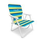 CARIBBEAN JOE Folding Beach Chair, 1 Position Lightweight and Portable Foldable Outdoor Camping Accessories with Carry Strap (Bold Stripe, 200lbs Capacity)