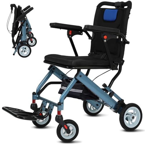 Narrow Compact Wheelchair Blue