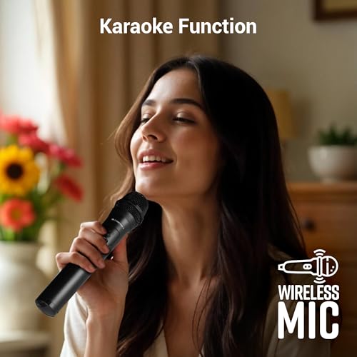 Image of ZEBRONICS Sound Feast 800,Portable Party Bluetooth Speaker,55 Watts,6 Hours Playback,6.5 inch Powerful Driver,Wireless MIC,Karaoke,Mobile Holder,RGB,TWS | USB | AUX | 6.3mm MIC,Deep Bass,Black