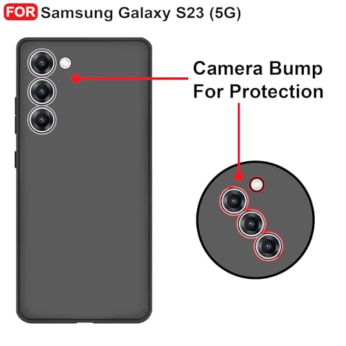 Image of CEDO Back Cover for Samsung Galaxy S23 (5G) | Camera Bump Protection & Inner Velvet Fabric Lining | Ultra Slim Matte Soft Rubberised Case Cover (Black)