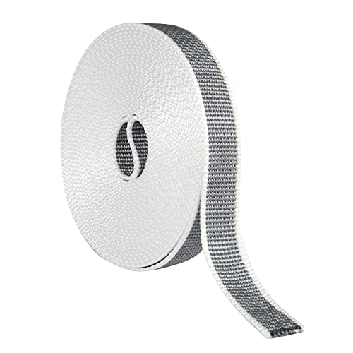 Amig - Cinta para Recogedor de Persianas Enrrollables - Cuerda de Repuesto para Carrete de Persiana de Toque Suave y Rígido - Resiste Rayos UV y Abrasión - Color Blanco/Gris - Medidas 22 mm x 6 m