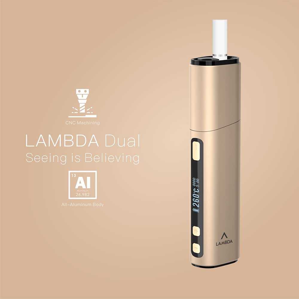LAMBDA Dual Heat Not Burn Device 3200 mAh OLED Display Einstellbare Temperatur Heizung Gold