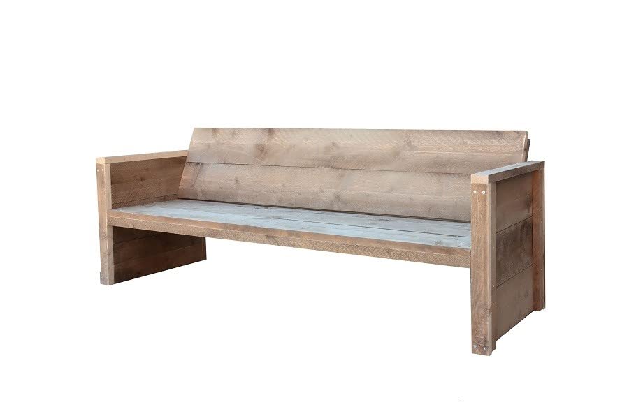 Wood4You Gartenbank Holz Vlieland - Wetterfest Massivholz rustikal - Holzbank Sitzbank Balkonmöbel Terassenmöbel ohne Kissen - DIY Baumbank mit Lehne - Gerüstholz