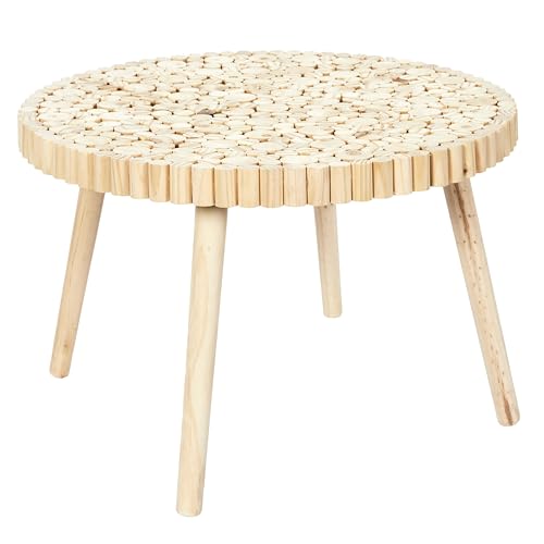 HOME DECO FACTORY - HD5206, Mesa de Centro Tronco Diseño en Madera de Pino - Práctica y Auténtica para Salón o Comedor - Dimensiones 60x60x40 cm - Color Marrón