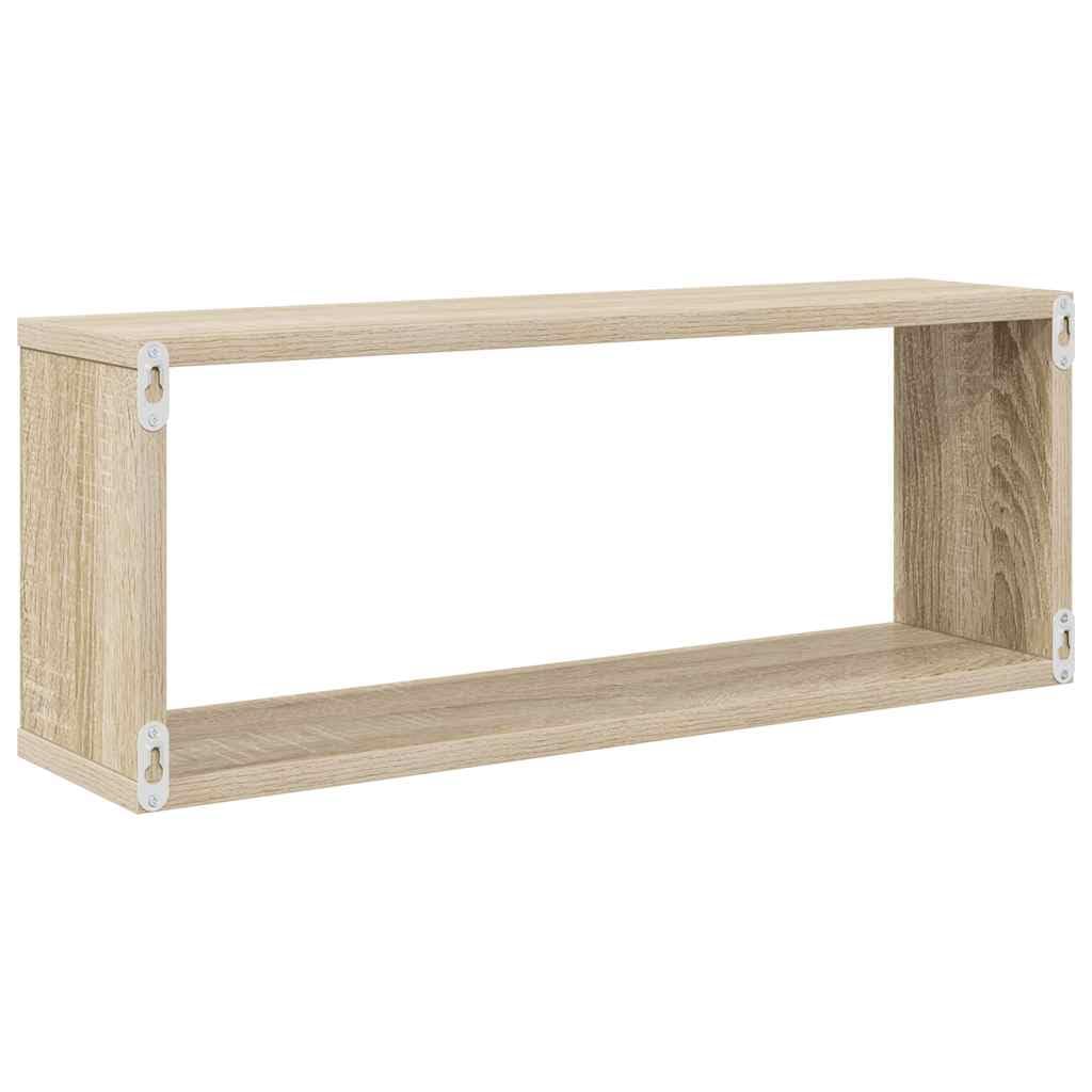 vidaXL Étagères Murales Cube 2 pcs, Supports Suspendus, Tablettes Flottantes, Meubles de Salon Salle de Séjour, Chêne Sonoma Bois d'Ingénierie