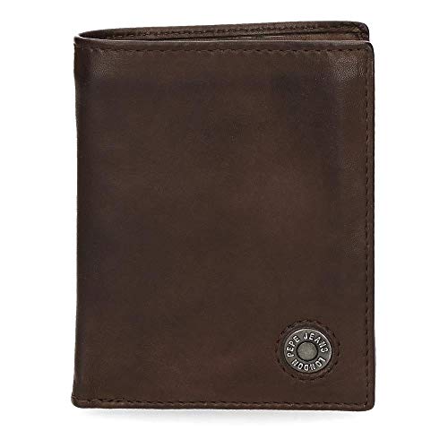 Pepe Jeans Button Cartera Vertical Marrn 8,5x10,5x1 cms Piel