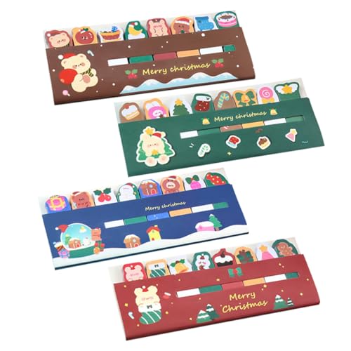 GARIOUANS 排排站便利貼 かわいいカートゥーンセルフ粘着ページマーカー 冊 学生用インデックスタブ クリスマステーマの付箋 文房具 ノート貼