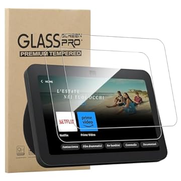 MEMELOKA Vetro Temperato per Echo Show 8 (3rd Gen) 2023 Release, 2 Pezzi Durezza 9H Antigraffio HD [Anti-Impronta][Senza Bolle][Facile da installare] Pellicola Protettiva