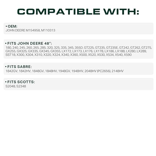 Image of UDC Parts M154958 Secondary Deck Belt Replacement for John Deere 48 Inch GT235 GT262 X300 320 345 325 180 245 265 GX345 LX280 GT275 335 M110313 954-04055 754-04055 / Aramid Cord / 111.400 inches