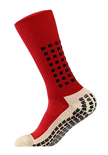 Image of Ulalaza Unisex Anti Slip Sports Thicken Cushion Soccer Socks Non Skid Grippy Traction for Football Basketball Sports