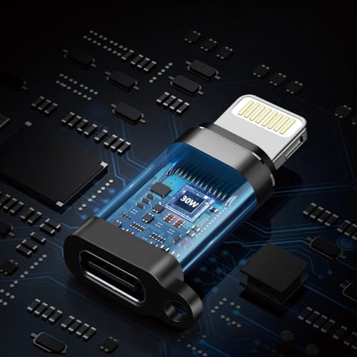 Image of Kinsound USB Type C Female to Lighting Adapter Converter with 30W PD Fast Charging, Data Transfer & Audio Connector for iPhone 13 12 11 Airpods iOS Device