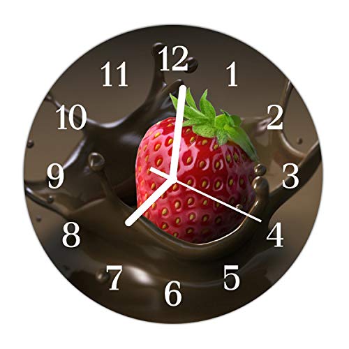 DekoGlas Wanduhr aus Echtglas | Motiv Schokoladenbad | Maße Ø30cm | Verschiedene Motive im Digitaldruck | für Wohnzimmer & Küche | mit Aufhängevorrichtung Cover