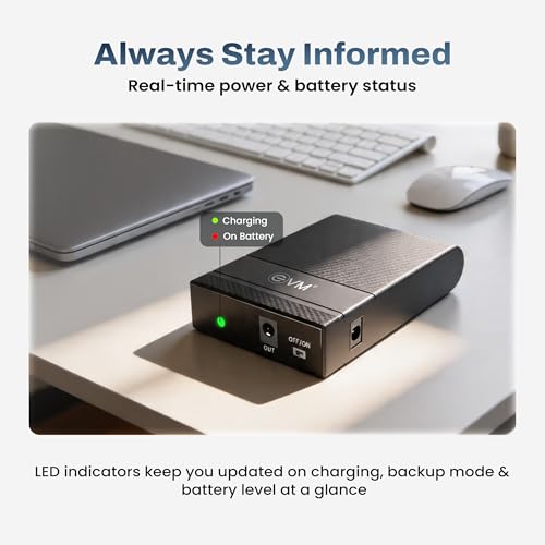 Image of EVM Mini UPS for Router | 12V WiFi Router Power Backup | 8000mAh Battery | Zero Lag Switching | Overcharge Protection | Up to 5 Hours Backup | 1 Year Warranty (EWRT-002)