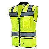 UNINOVA Safety Vest Reflective High Visibility Vest with Pockets and Zipper, Class 2 Mesh Safety Ves