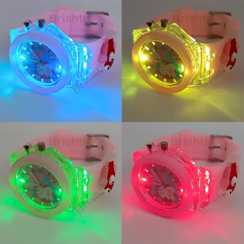 Image of Brishti 3D Cartoon Character Multicolored Glowing Digital Light and Girl's Analogue Wrist Watch | Unique 3D Cute Cartoon Character on Strap | Soft Silicone Strap | Suitable for Age 3-12 Year Kids