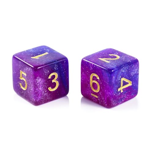 Yourandoll 10 STÜCKE Polyedrische Würfel D6 (1-6) Dice Würfel Acryl Dice Spielwürfel for RPG MTG DND Würfel Tischspiele (Sternenhimmel Lila Blau)