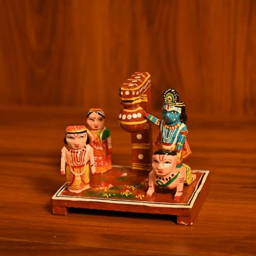 Figura de Madera Krishna Makhan Chor Handpainted miniatura 6
