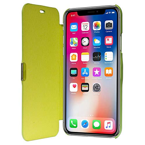 Couverture Apple iPhone XS König Design vert en cuir synthétique anti-choc avec clapet aimanté