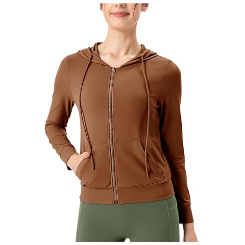 Veste de yoga à capuche slim pour femme couleur chair extensible