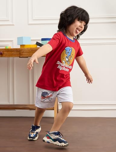 Image of Amazon Brand - Symbol Boys 100% Cotton Graphic Printed Half Sleeves T-Shirt | Age 2-6 Years