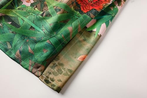 Image of Women's Silk Kimono Robe Short Bathrobe Nightgown 100% Mulberry Silk for Women - Classic Floral Pattern