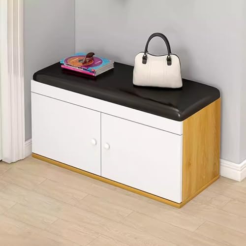 Banc de rangement à chaussures 4 compartiments et portes 100cm