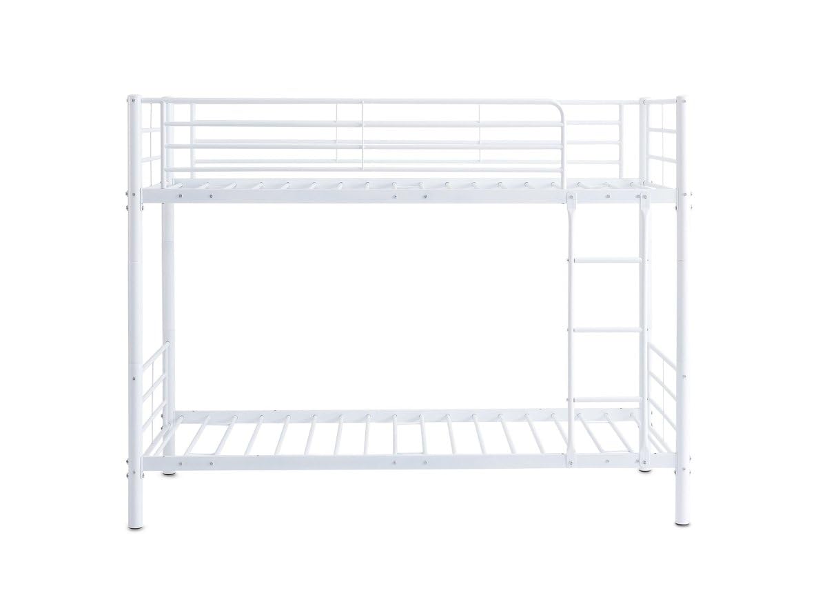 DecoInParis Lit superposé Twins en métal Blanc 90 X 190 cm + sommiers