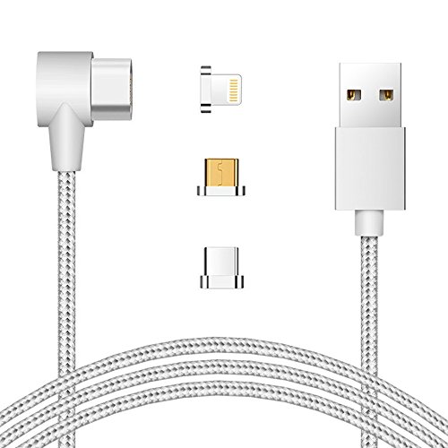 STARWARE(スターウェア) L字型 磁気吸収充電ケーブル 3in1 Lightning MicroUSB Type-C 対応 高耐久ナイロン 1m マグネット式 防塵機能 断線防止 USBデータ転送 急速充電 スマホ iPhone/Andriod/iPad/Samsung/Huawei用 (シルバー) STARWARE(スターウェア) L字型 磁気吸収充電ケーブル 3in1 Lightning MicroUSB Type-C 対応 高耐久ナイロン 1m マグネット式 防塵機能 断線防止 USBデータ転送 急速充電 スマホ iPhone/Andriod/iPad/Samsung/Huawei用 (シルバー)