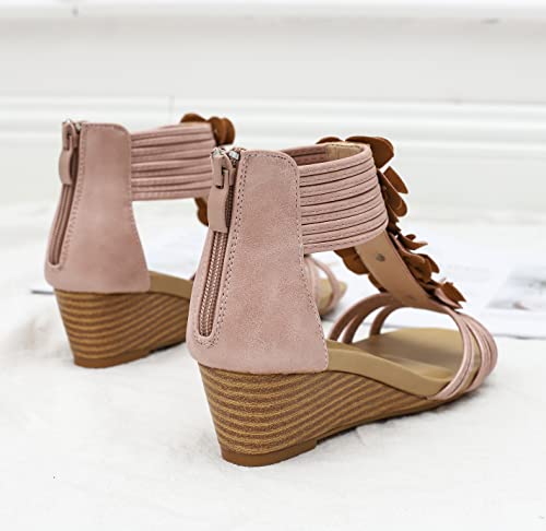 Image of FRALOSHA Wedge Sandals for Women Open Toe Casual Summer Roman High Heel Breathable Beach Sandals