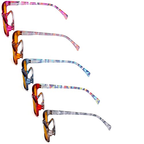 Image of Eyekepper 5 Pack Computer Glasses Digital Eye Strain Prevention Blue Light Filter Reading Glasses Orange Tinted +1.00