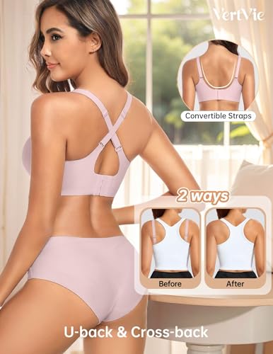 Image of Vertvie Seamless Nursing Bras for Breastfeeding Jelly Support | No Underwire, Maternity Sleep Bralettes, Pregnancy Wireless Bra for Women, Full Coverage, V-Neck, Comfortable, Breathable