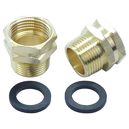 HongBoW Hardware 2pcs Brass Garden Hose Adapter, 3/4 GHT Female x 3/4 NPT Male Connector,GHT to NPT Adapter Brass Fitting,Brass Garden Hose to Pipe Fittings Connect