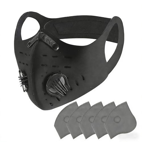 Pnotto Masque anti-poussière pour le sport, le vélo, le vélo, l'entraînement, avec 5 filtres à charbon actif, pour homme et femme, pour la course, le...