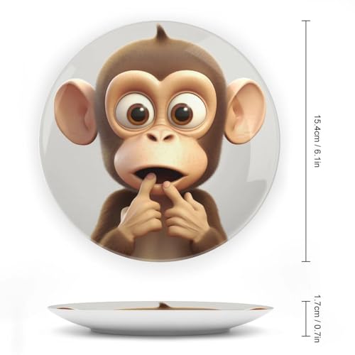 Plato decorativo The Silent Monkey de porcelana de 6 pulgadas miniatura 2