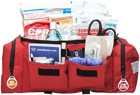 MFASCO First Aid & Biohazard Compliance Kit – Bleeding Control – OSHA & ANSI Compliant – Trauma, IFAK, Tactical – EMT Bag – Worksite & Vehicle – Portable – Biohazard & First Aid Kit