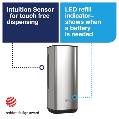 Image of Tork Intuition Sensor Skincare Dispenser Stainless Steel S4, for Hand Soap and Hand Sanitizer, Image Range, 466101 (Pack of 2)