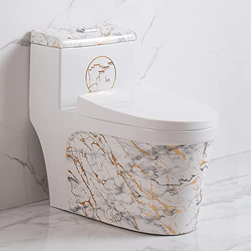 Inodoro de un solo cuerpo moderno con doble descarga, tanque de agua incluido, altura universal, cerámico para baño en casa u hotel (B350Mm 720X390X660Mm) miniatura 1