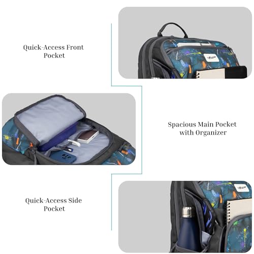 Image of F Gear Akira Black 26L Backpack, 3 Spacious Compartments, 3 Pockets and 1 Hidden Pocket|Anti theft Backpack|Airflow Padded Back Panel|Lightweight & Durable|Ideal for Office, Daily Use & Travel