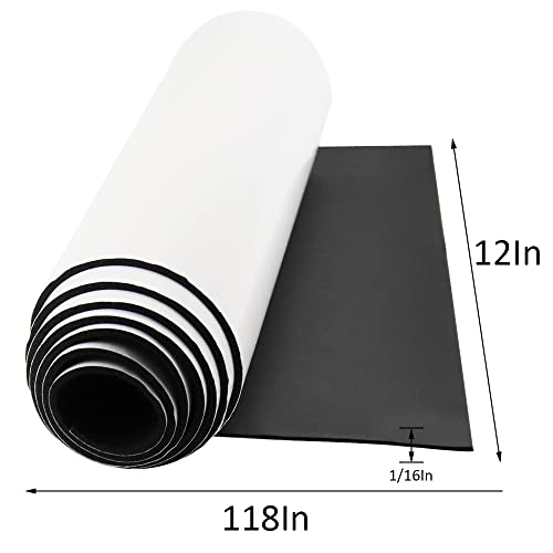 Image of DGSL Foam Insulation Neoprene Sheets with Adhesive, 12''W x 118''L x 1 /16'' | Weatherproof Soundproof Padding for Automotive, Multi-Function Soundproof Large Closed Cell Neoprene Rubber Roll