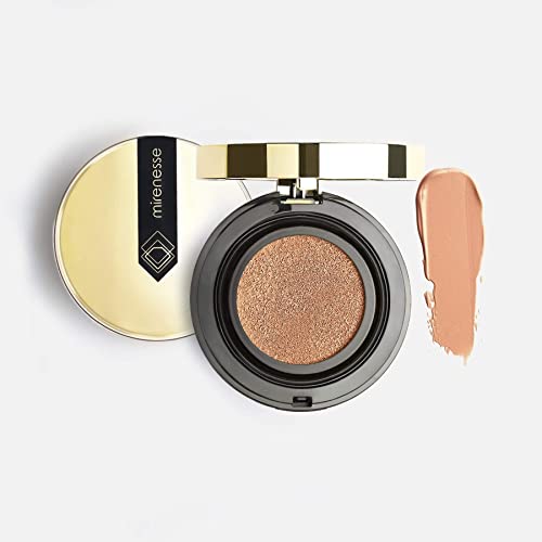 Mirenesse 10 Collagen Cushion Compact Airbrush Foundation Liquid Powder, Buildable Coverage, Instantly Flawless & Glowing Skin, Vegan& Toxin Free, Bronze 0.52oz