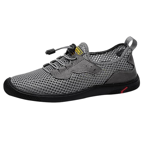 Pantoletten Damen Outdoorsportschuhe für Herren Sandalen Atmungsaktiv Freizeitschuhe Mode Hohl Mesh Badeschuhe Strandschuhe Segelschuhe Wasserschuhe Barfusslaufschuhe Wassersport Outdoor Schuhe, gris,