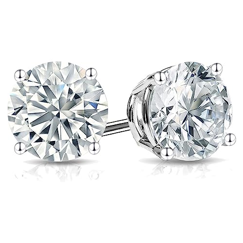 Moissanite Stud Earrings • 14K Gold Solid • Round Cut • Moissanite Stud • Silver Stud Earrings • Moissanite Earring • 4-Prong Setting2