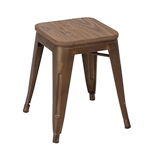 lo+demoda Ural Taburete, Acero, Marrón Oscuro, 45x52x85 cm, 2 Unidades